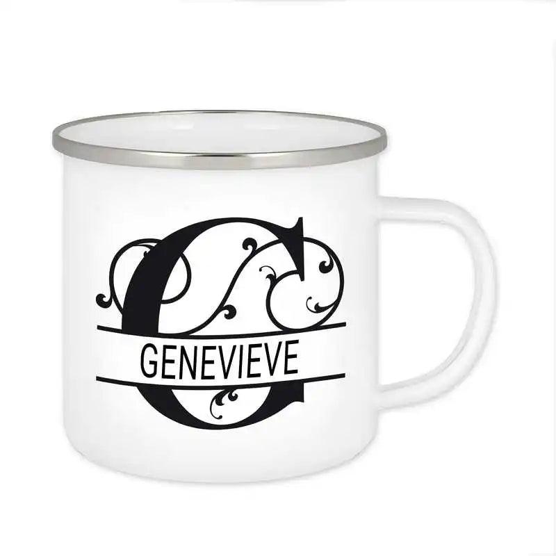 Emaille Tasse mit Namen | Motiv 1 | Genevieve - Druckerino