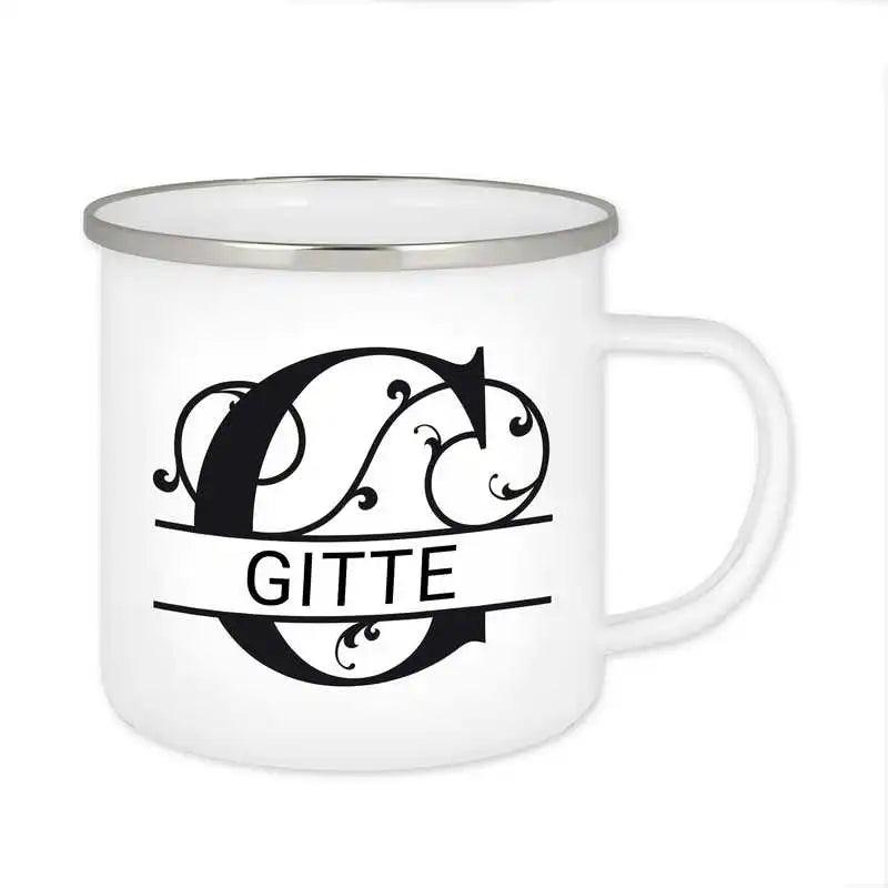 Emaille Tasse mit Namen | Motiv 1 | Gitte - Druckerino
