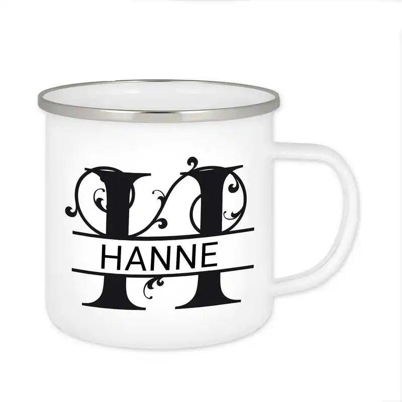 Emaille Tasse mit Namen | Motiv 1 | Hanne - Druckerino