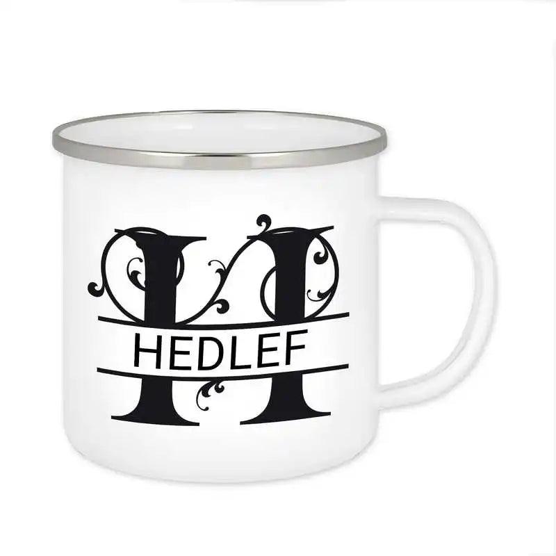 Emaille Tasse mit Namen | Motiv 1 | Hedlef - Druckerino