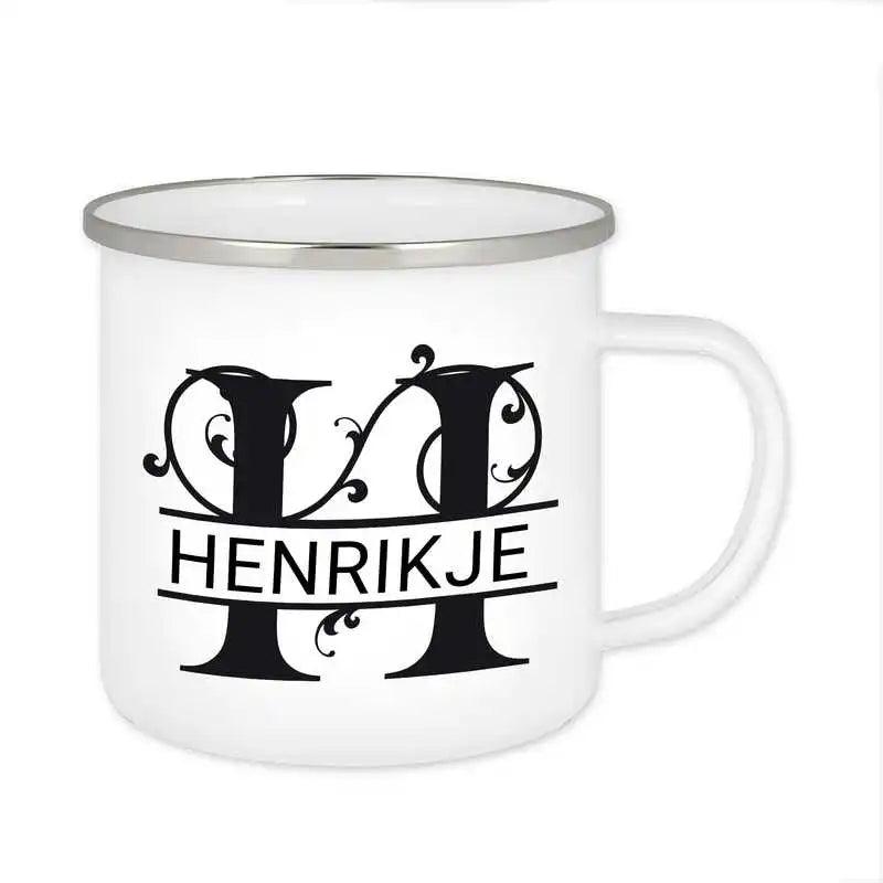 Emaille Tasse mit Namen | Motiv 1 | Henrikje - Druckerino
