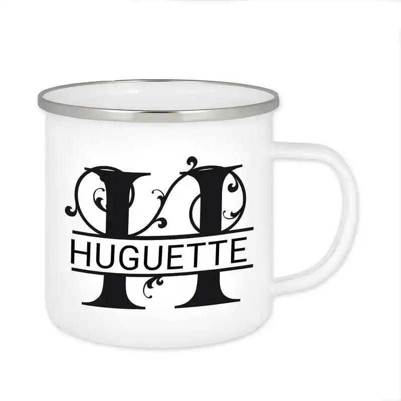 Emaille Tasse mit Namen | Motiv 1 | Huguette - Druckerino