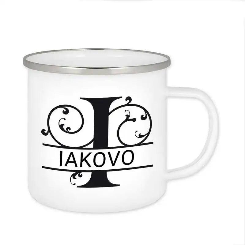 Emaille Tasse mit Namen | Motiv 1 | Iakovo - Druckerino