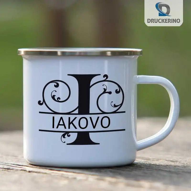 Emaille Tasse mit Namen | Motiv 1 | Iakovo - Druckerino