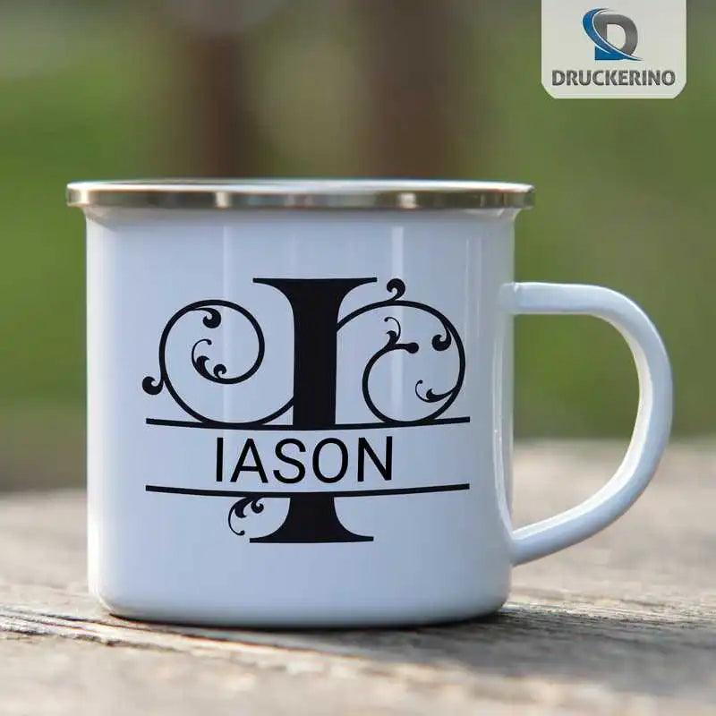 Emaille Tasse mit Namen | Motiv 1 | Iason - Druckerino