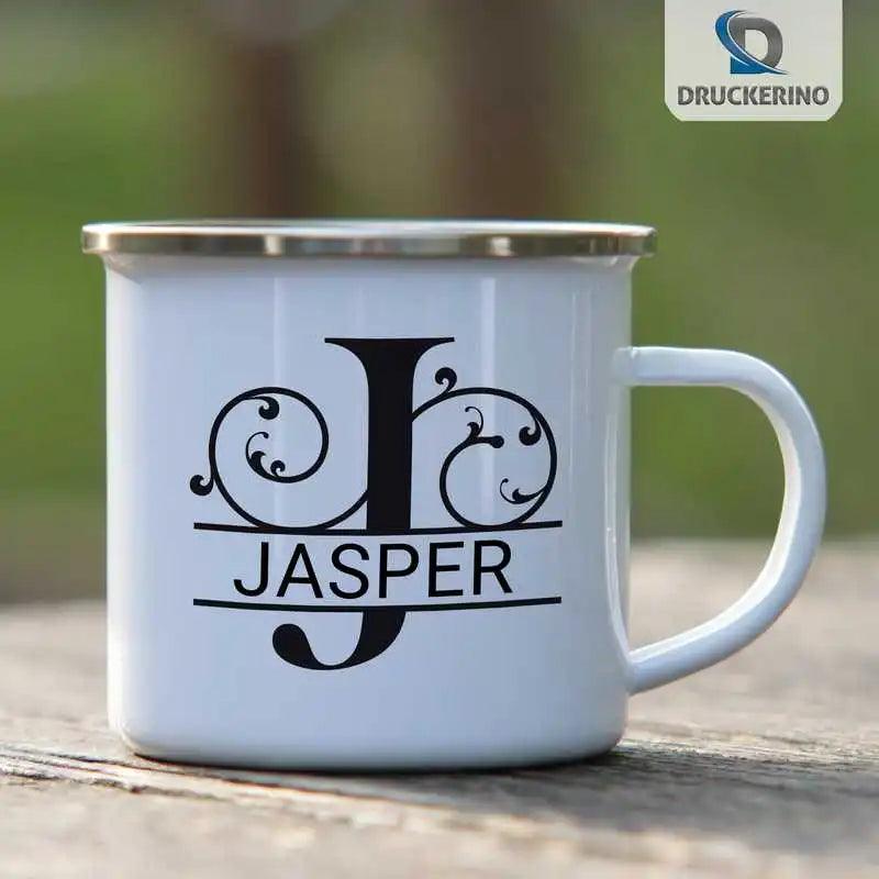 Emaille Tasse mit Namen | Motiv 1 | Jasper - Druckerino