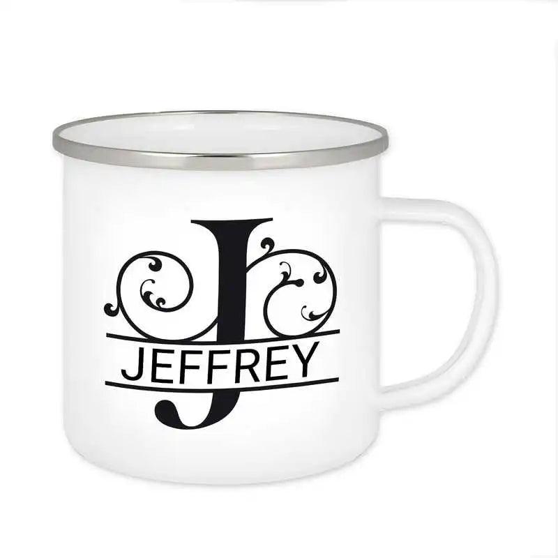 Emaille Tasse mit Namen | Motiv 1 | Jeffrey - Druckerino