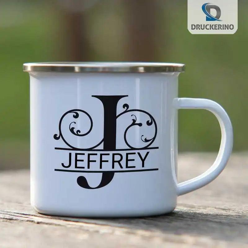 Emaille Tasse mit Namen | Motiv 1 | Jeffrey - Druckerino