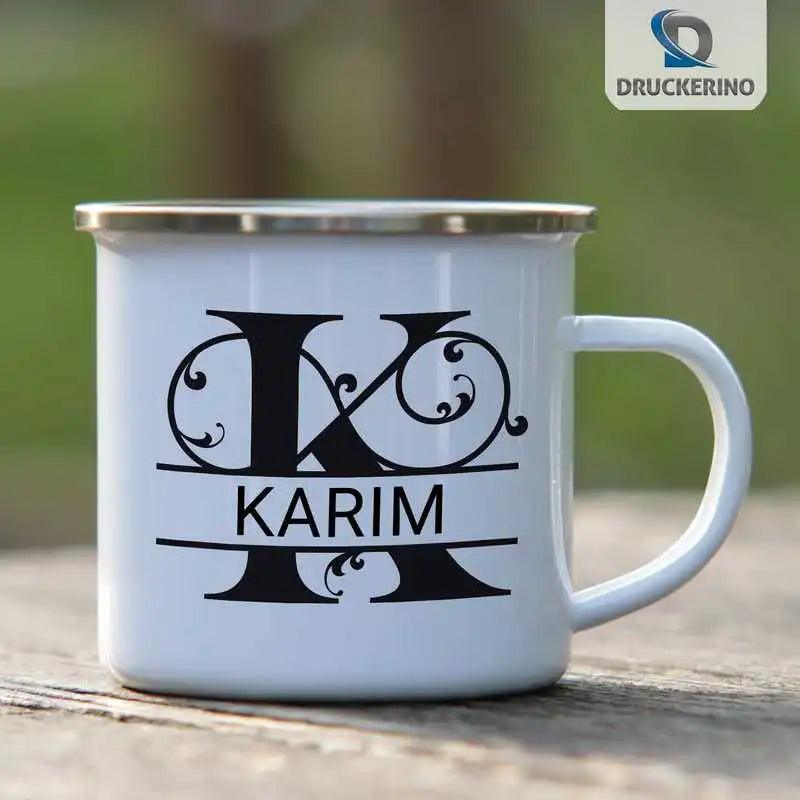 Emaille Tasse mit Namen | Motiv 1 | Karim - Druckerino