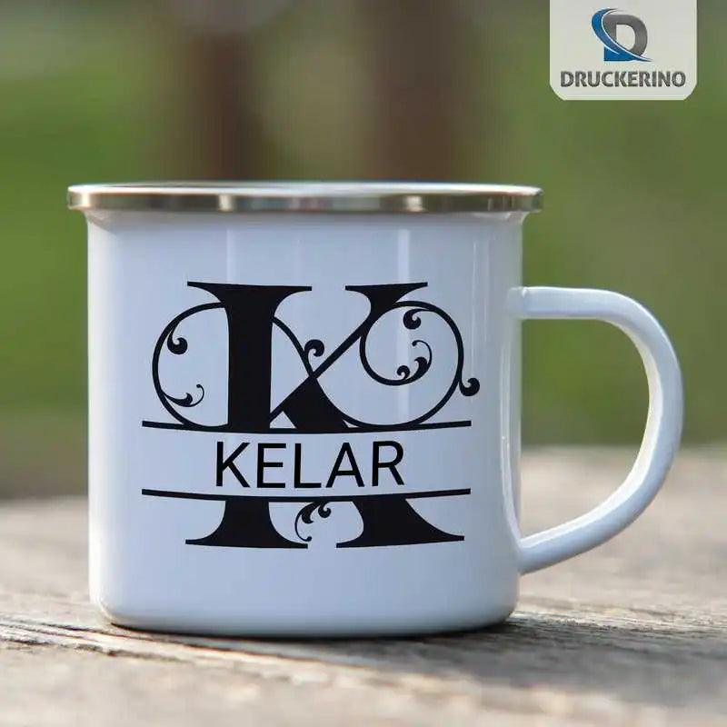 Emaille Tasse mit Namen | Motiv 1 | Kelar - Druckerino