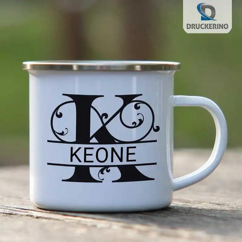 Emaille Tasse mit Namen | Motiv 1 | Keone - Druckerino