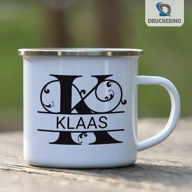Emaille Tasse mit Namen | Motiv 1 | Klaas - Druckerino