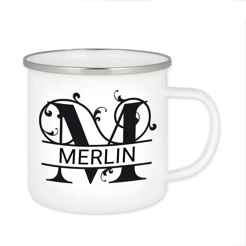 Emaille Tasse mit Namen | Motiv 1 | Merlin - Druckerino