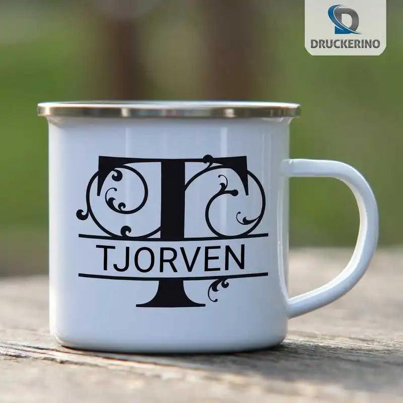 Emaille Tasse mit Namen | Motiv 1 | Tjorven - Druckerino