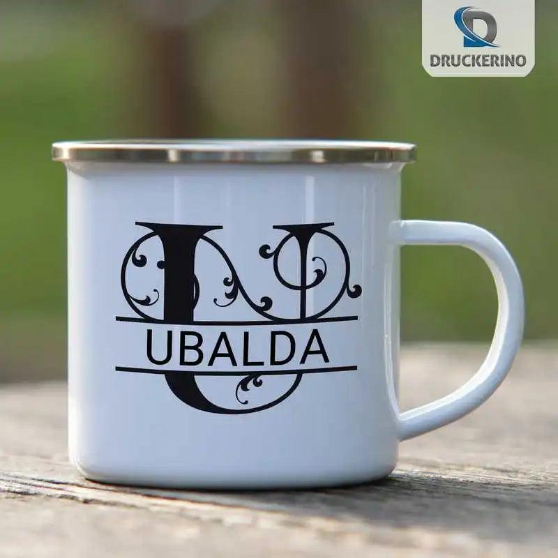 Emaille Tasse mit Namen | Motiv 1 | Ubalda - Druckerino