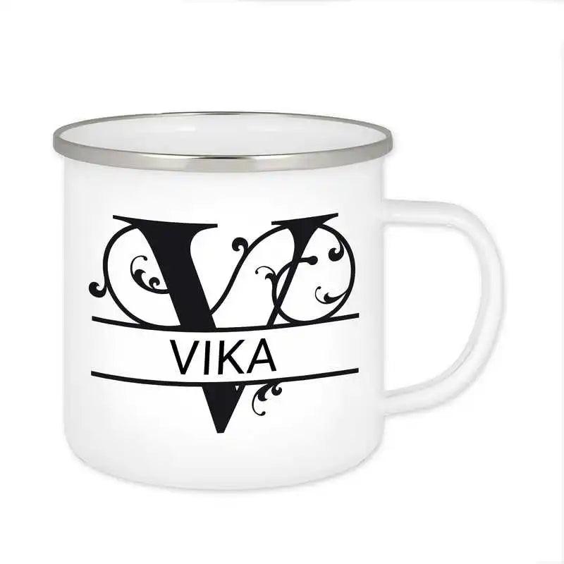 Emaille Tasse mit Namen | Motiv 1 | Vika - Druckerino