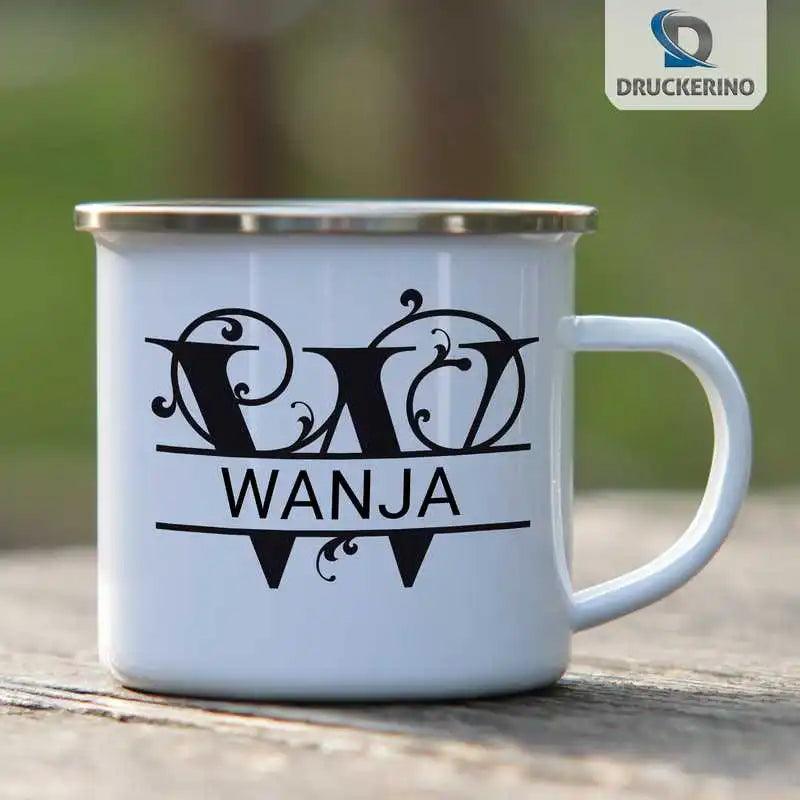 Emaille Tasse mit Namen | Motiv 1 | Wanja - Druckerino