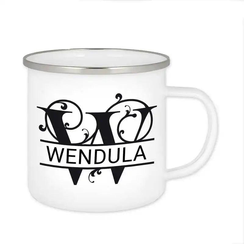 Emaille Tasse mit Namen | Motiv 1 | Wendula - Druckerino