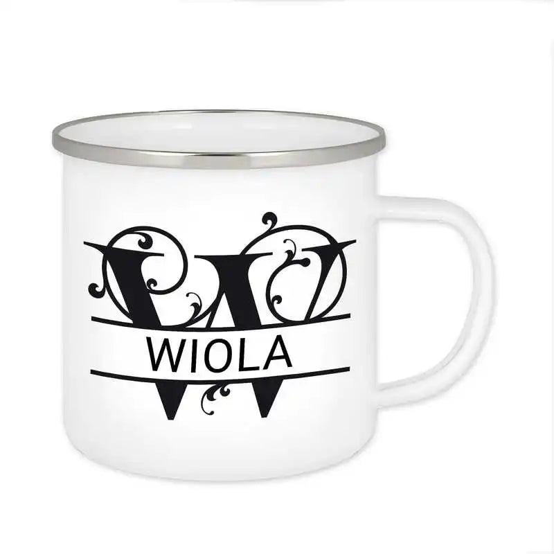 Emaille Tasse mit Namen | Motiv 1 | Wiola - Druckerino