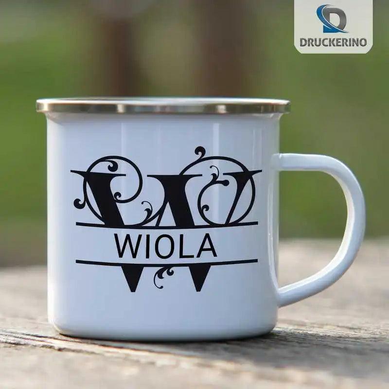 Emaille Tasse mit Namen | Motiv 1 | Wiola - Druckerino