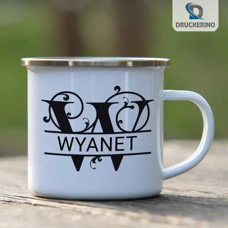 Emaille Tasse mit Namen | Motiv 1 | Wyanet - Druckerino