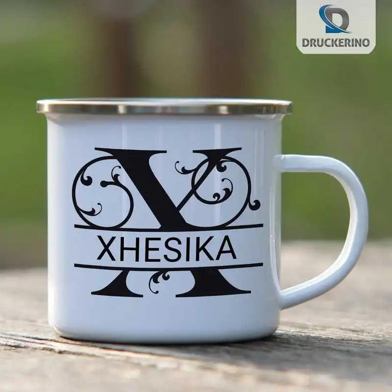 Emaille Tasse mit Namen | Motiv 1 | Xhesika - Druckerino