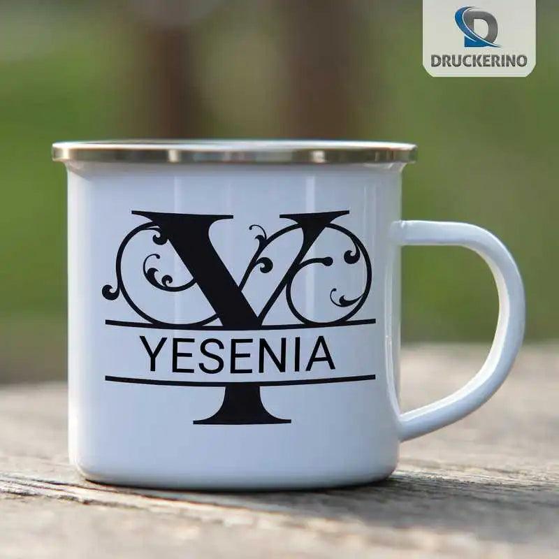 Emaille Tasse mit Namen | Motiv 1 | Yesenia - Druckerino