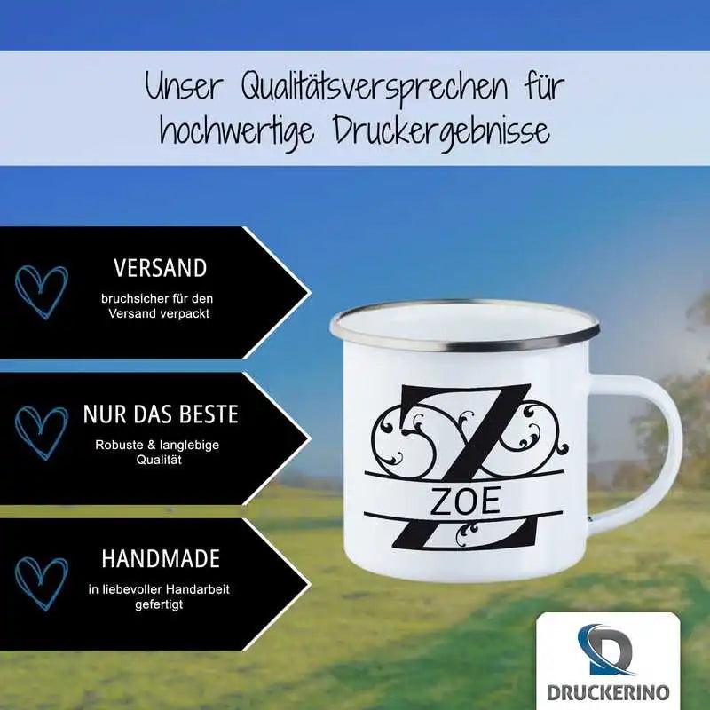 Emaille Tasse mit Namen | Motiv 1 | Zoe - Druckerino