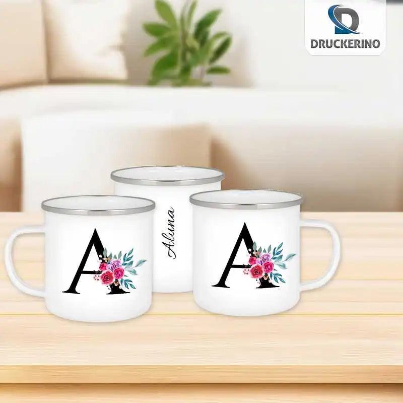 Emaille Tasse mit Namen | Motiv 2 | Aluna - Druckerino