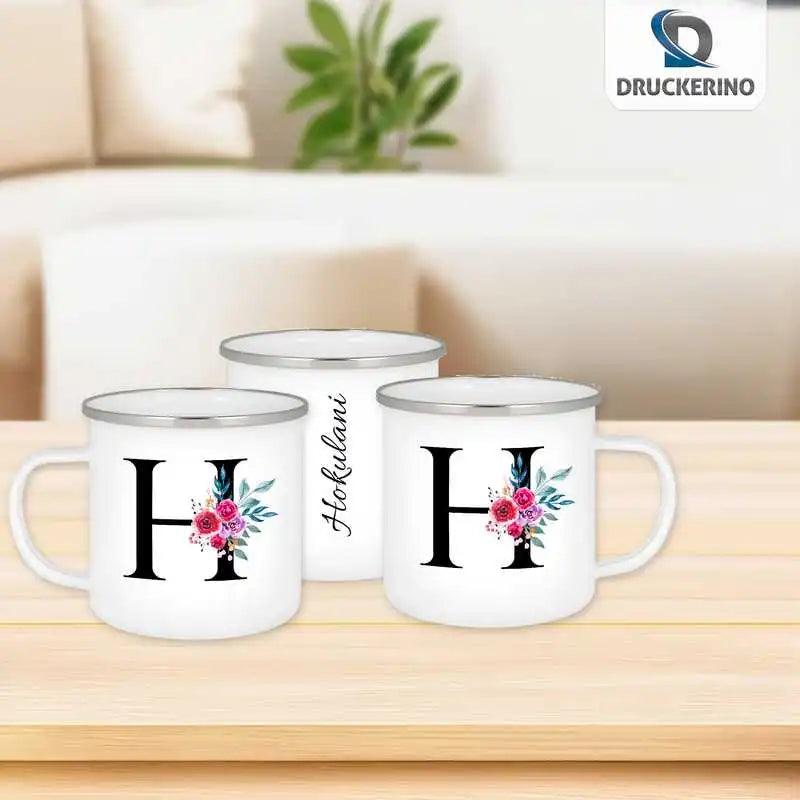Emaille Tasse mit Namen | Motiv 2 | Hokulani - Druckerino