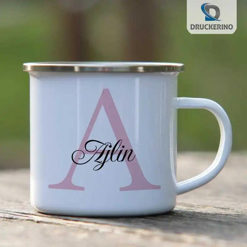 Emaille Tasse mit Namen | Motiv 3 | Ajlin - Druckerino