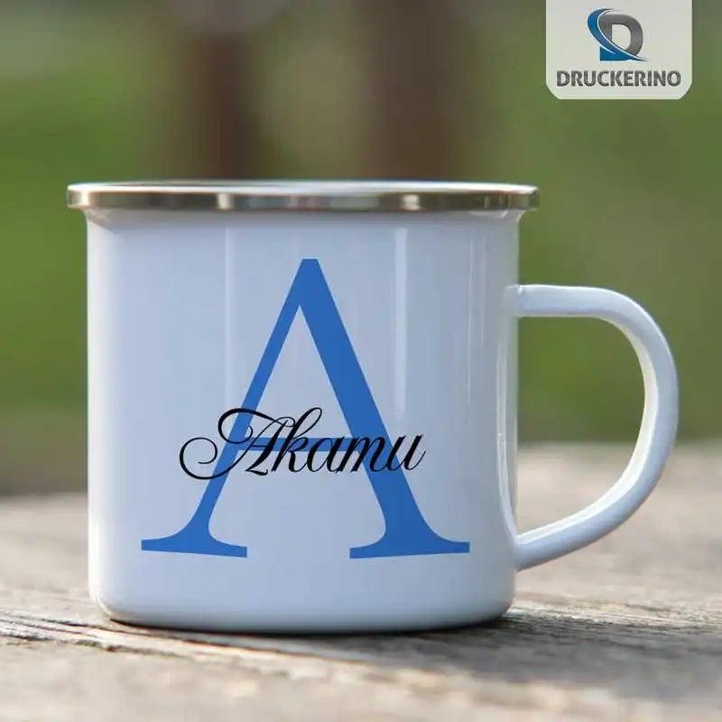 Emaille Tasse mit Namen | Motiv 3 | Akamu - Druckerino