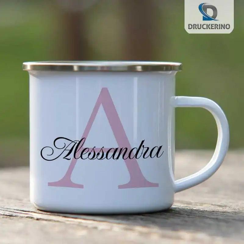 Emaille Tasse mit Namen | Motiv 3 | Alessandra - Druckerino