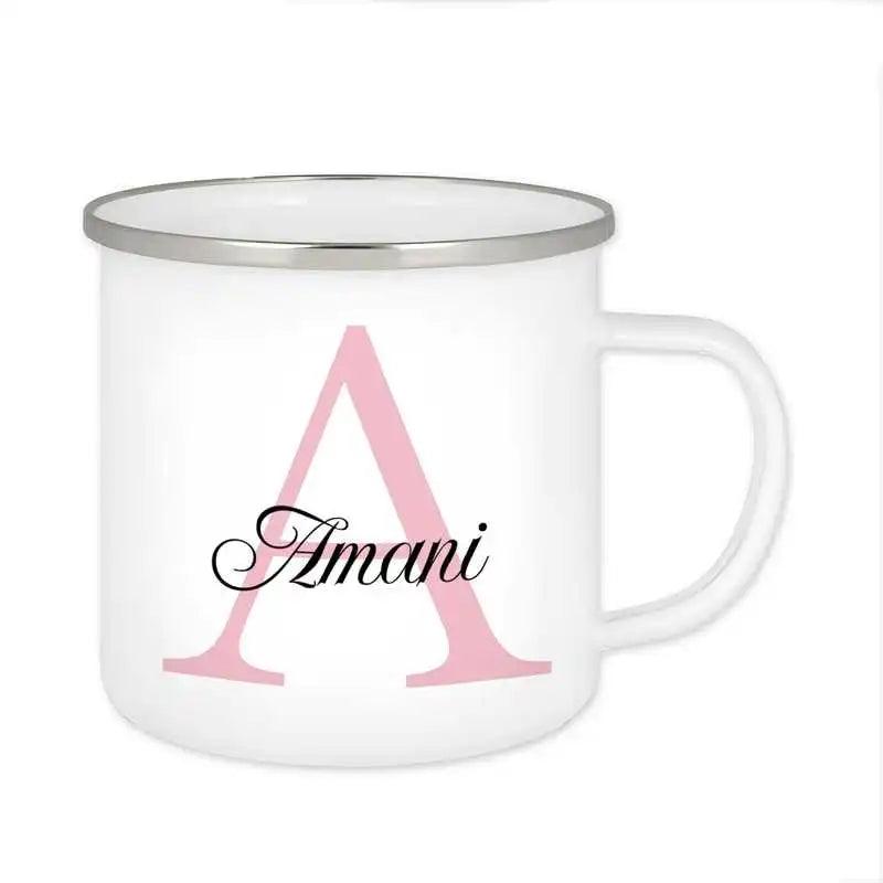 Emaille Tasse mit Namen | Motiv 3 | Amani - Druckerino