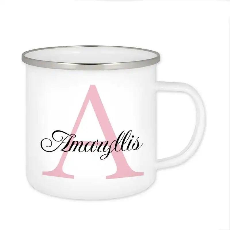 Emaille Tasse mit Namen | Motiv 3 | Amaryllis - Druckerino