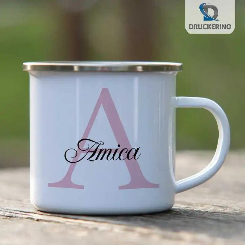 Emaille Tasse mit Namen | Motiv 3 | Amica - Druckerino
