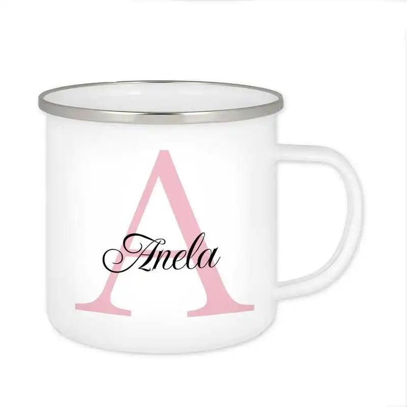 Emaille Tasse mit Namen | Motiv 3 | Anela - Druckerino