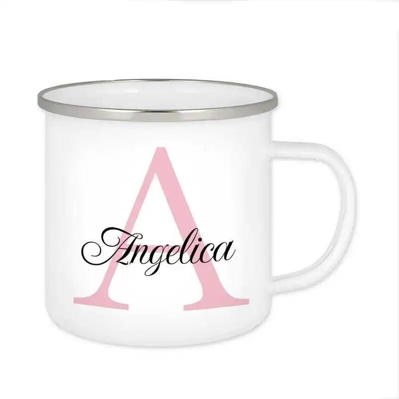 Emaille Tasse mit Namen | Motiv 3 | Angelica - Druckerino