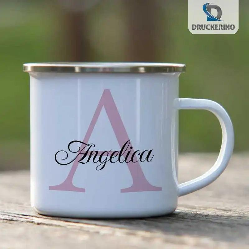 Emaille Tasse mit Namen | Motiv 3 | Angelica - Druckerino