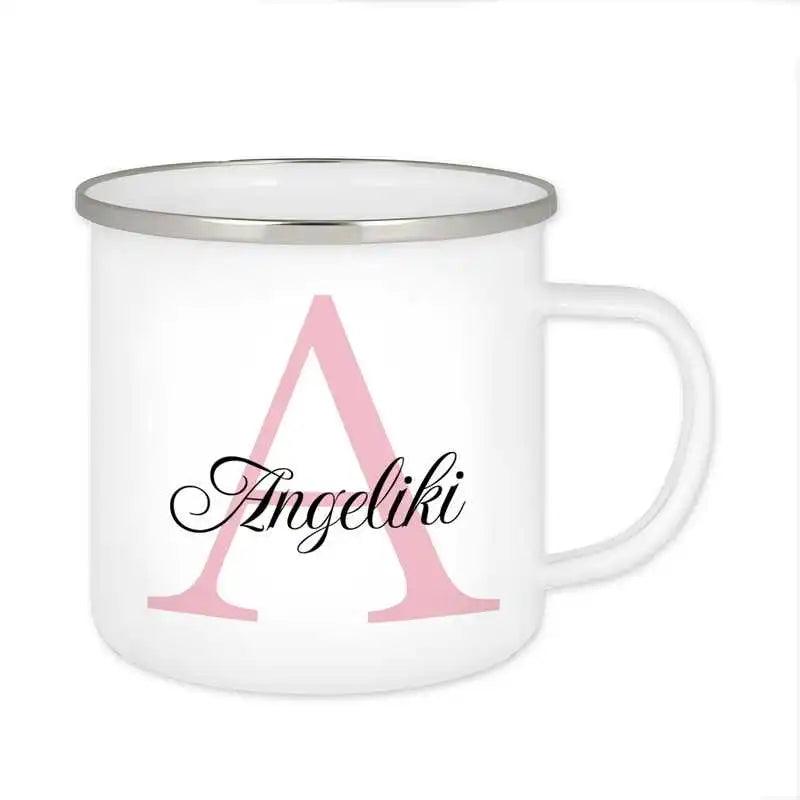 Emaille Tasse mit Namen | Motiv 3 | Angeliki - Druckerino