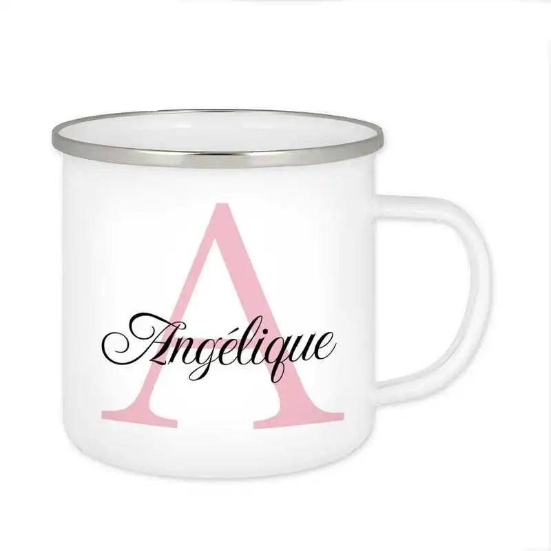 Emaille Tasse mit Namen | Motiv 3 | Angélique - Druckerino