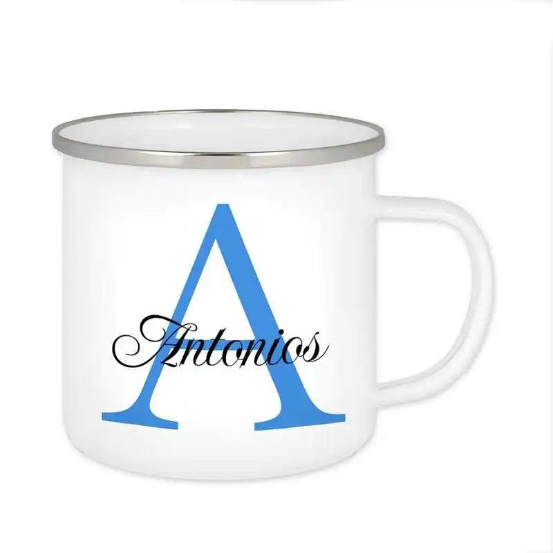 Emaille Tasse mit Namen | Motiv 3 | Antonios - Druckerino