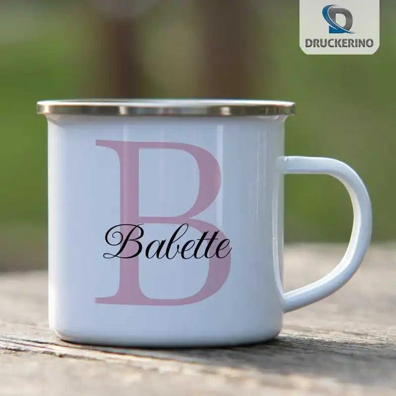 Emaille Tasse mit Namen | Motiv 3 | Babette - Druckerino