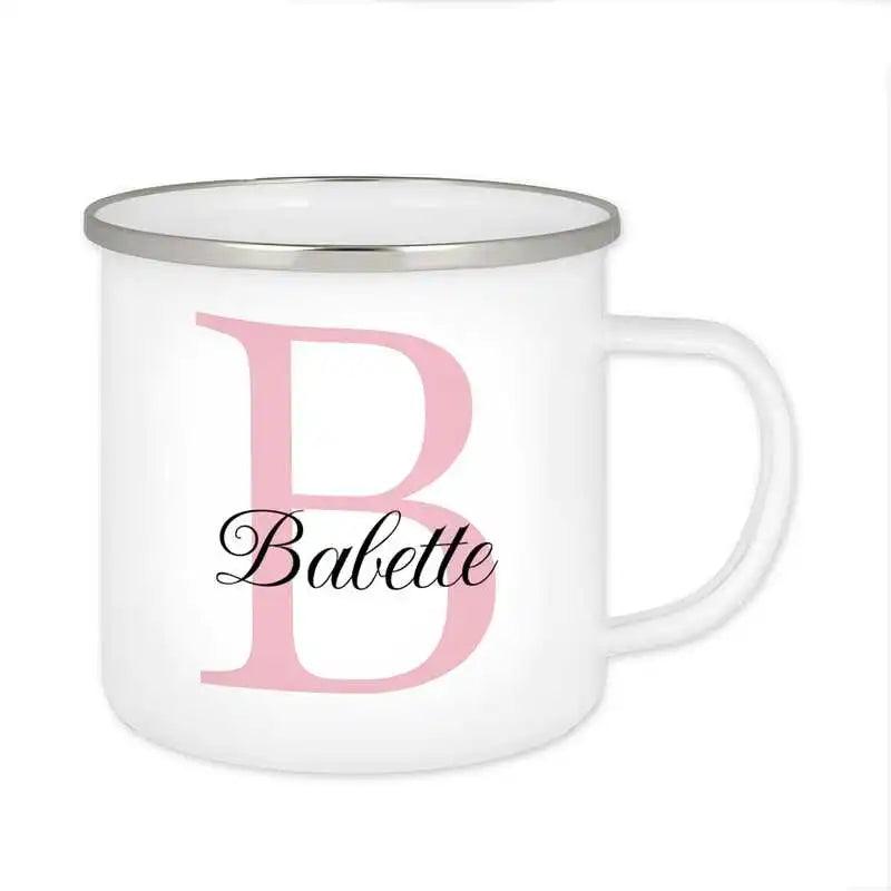 Emaille Tasse mit Namen | Motiv 3 | Babette - Druckerino