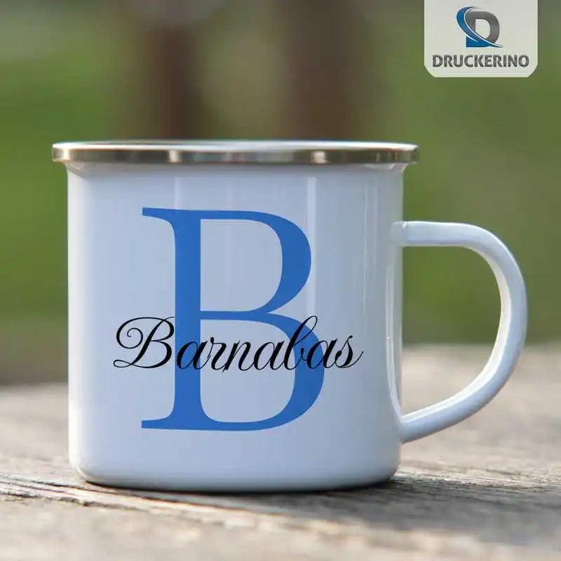 Emaille Tasse mit Namen | Motiv 3 | Barnabas - Druckerino