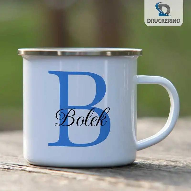 Emaille Tasse mit Namen | Motiv 3 | Bolek - Druckerino