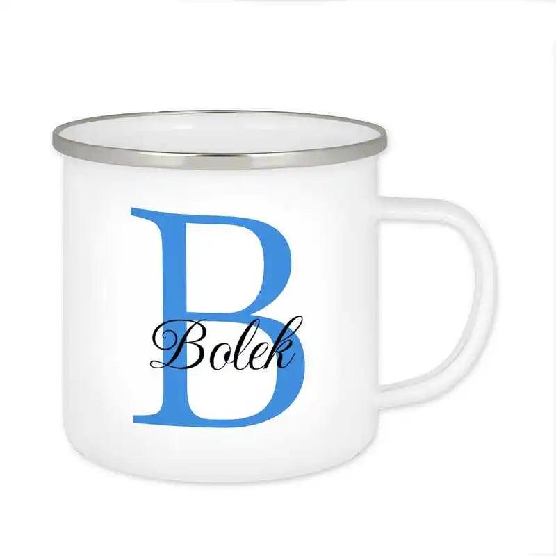 Emaille Tasse mit Namen | Motiv 3 | Bolek - Druckerino
