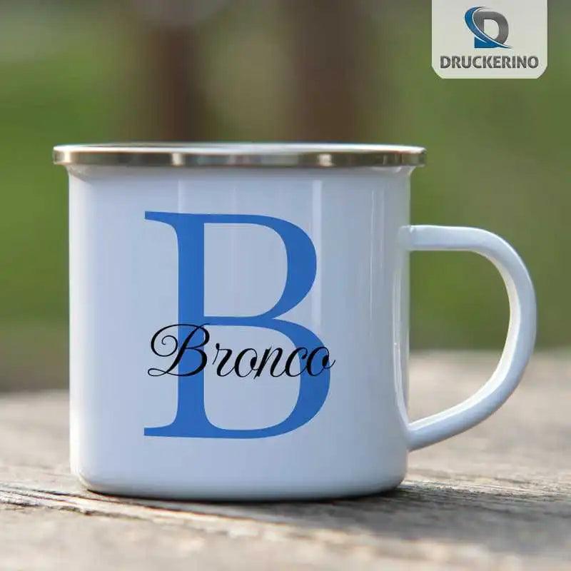 Emaille Tasse mit Namen | Motiv 3 | Bronco - Druckerino