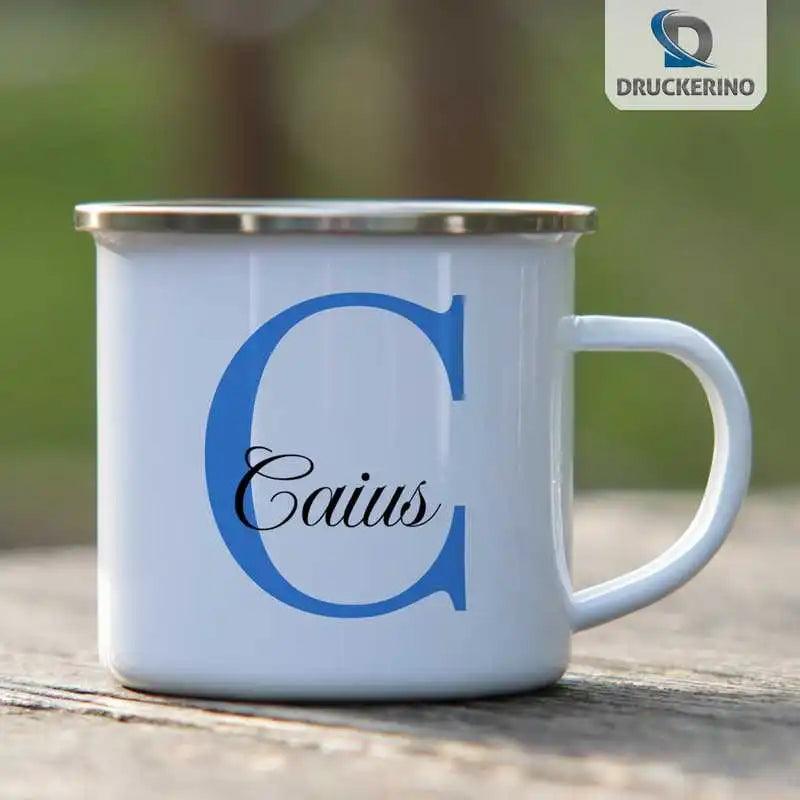 Emaille Tasse mit Namen | Motiv 3 | Caius - Druckerino