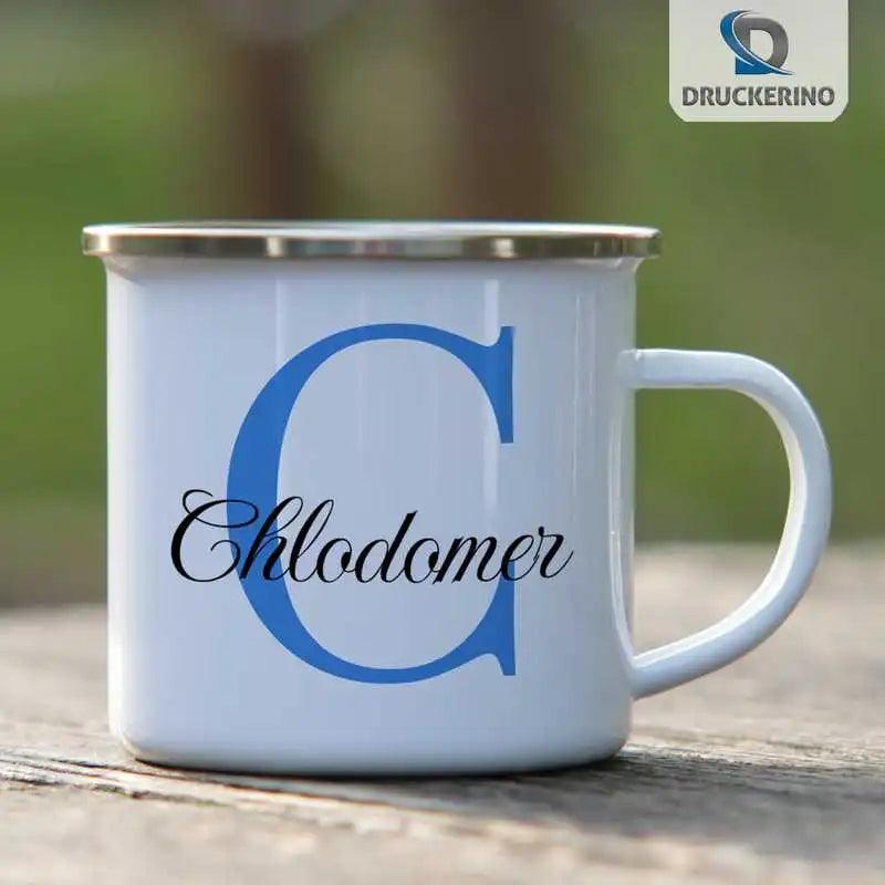Emaille Tasse mit Namen | Motiv 3 | Chlodomer - Druckerino